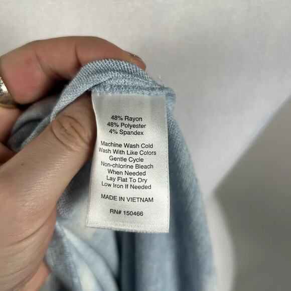 Market & Spruce Stitch Fix Blue White Short Sleeve Blouse Top Medium Casual - Picture 3 of 4